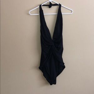 Micheal Kors Draped Solids Deep-V bathing suit (6)